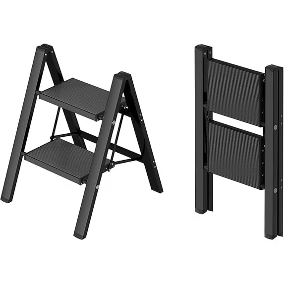 SHOUFTW 2 Step Ladder, Folding Step Stool, Anti-Slip, Lightweight Portable, 330 lbs Capacity for Home Kitchen Office