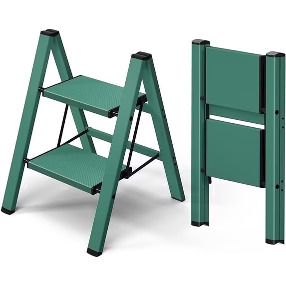 SHOUFTW 2 Step Ladder, Folding Step Stool, Anti-Slip, Lightweight Portable, 330 lbs Capacity for Home Kitchen Office