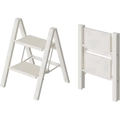 SHOUFTW 2 Step Ladder, Folding Step Stool, Anti-Slip, Lightweight Portable, 330 lbs Capacity for Home Kitchen Office