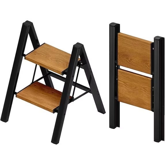 SHOUFTW 2 Step Ladder, Folding Step Stool, Anti-Slip, Lightweight Portable, 330 lbs Capacity for Home Kitchen Office