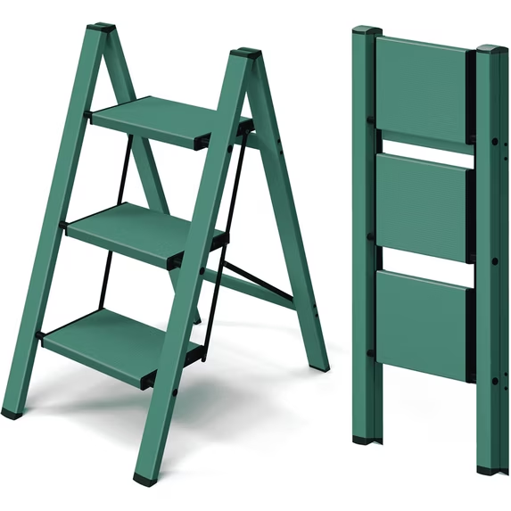 SHOUFTW 2 Step Ladder, Folding Step Stool, Anti-Slip, Lightweight Portable, 330 lbs Capacity for Home Kitchen Office