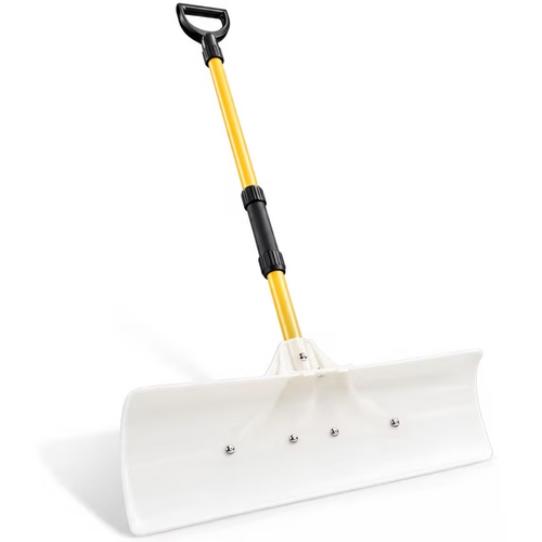 SHOUFTW Snow Shovel, Reversible Snow Pusher with Adjustable Cutting Angle, Heavy Duty Snow Removal Tool for Sidewalk Driveway Deck