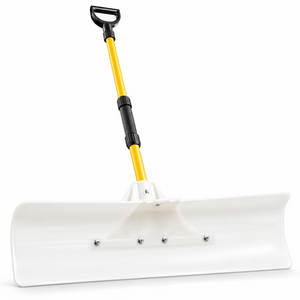 SHOUFTW Snow Shovel, Reversible Snow Pusher with Adjustable Cutting Angle, Heavy Duty Snow Removal Tool for Sidewalk Driveway Deck