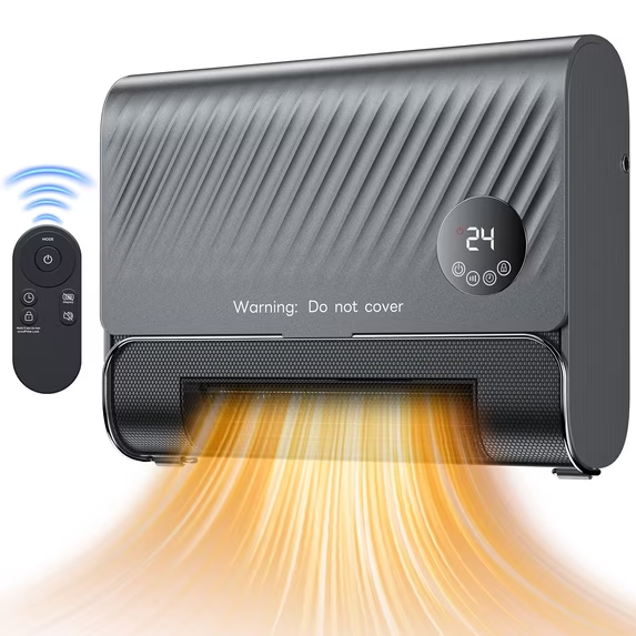 SHOUFTW Electric Wall Heater 1500W with Thermostat and 12-Hour Timer, Ideal for Bedrooms