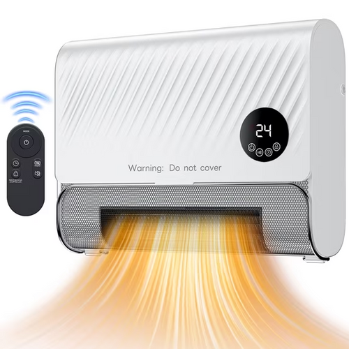 SHOUFTW Electric Wall Heater 1500W with Thermostat and 12-Hour Timer, Ideal for Bedrooms