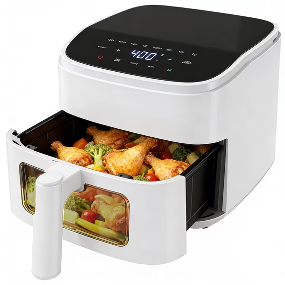 SHOUFTW 4QT Compact Air Fryer, 4-in-1 Crisp, Roast, Reheat & Dehydrate, Easy-Clean Dishwasher-Safe Parts