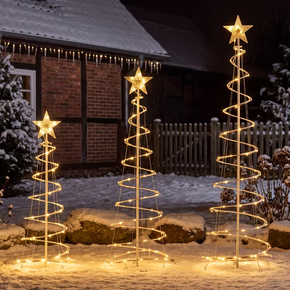 CONCETTA Spiral Christmas Trees, 3/4/5 Ft LED Yard Decor
