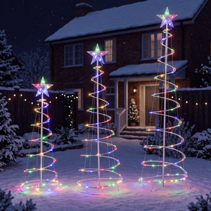 CONCETTA Spiral Christmas Trees, 3/4/5 Ft LED Yard Decor