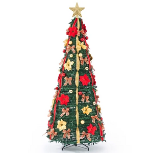 CONCETTA Santa Pop-Up Christmas Tree, 7FT, Pre-Lit w/ 200 LED Lights, Santa Projects North Star, Opens Instantly, Fully Decorated