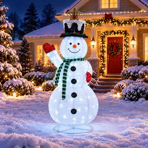 CONCETTA 5 ft Lighted Christmas Snowman, Pop-Up Holiday Outdoor Decoration with 200 LED Lights and Glowing Gloves