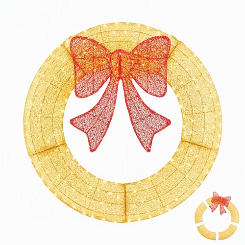 CONCETTA 48 in Pre-Lit Christmas Wreath with 315 LED Lights for Door, Wall, Indoor or Outdoor Holiday Decoration