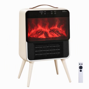 CONCETTA Freestanding Electric Fireplace Heater, Indoor Fireplace with Adjustable Flame Effect,Beige