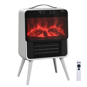 CONCETTA Freestanding Electric Fireplace Heater, Indoor Fireplace with Adjustable Flame Effect,Beige