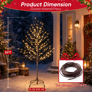 SHOUFTW Lighted Birch Trees, Warm White LED, Indoor Outdoor Christmas Decor