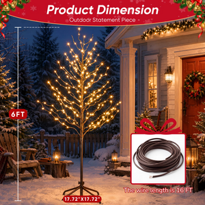 SHOUFTW Lighted Birch Trees, Warm White LED, Indoor Outdoor Christmas Decor