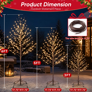 SHOUFTW Lighted Birch Trees, Warm White LED, Indoor Outdoor Christmas Decor