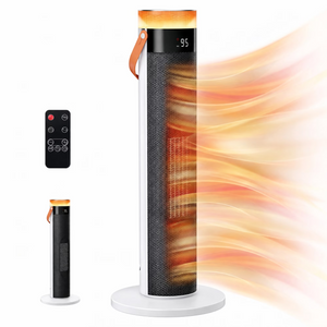 SHOUFTW 25 Inch LED Tower Space Heater, 1500W Portable Electric Heater with Remote Control, 15H Timer, 60° Oscillation, Child Lock, Overheat & Tip-Over Protection for Bedroom Office Indoor Use
