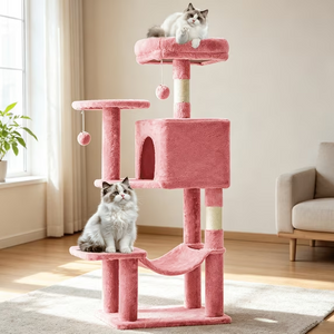 SHOUFTW Multi Level Halloween Cat Tree Tower, Cat Scratching Post with Large Top Perch & Hammock, Green&Red Cat Activity Tower for Kittens Cats
