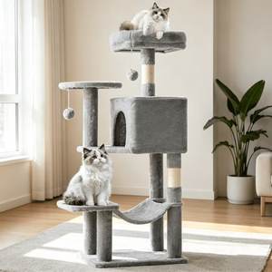 SHOUFTW Multi Level Halloween Cat Tree Tower, Cat Scratching Post with Large Top Perch & Hammock, Green&Red Cat Activity Tower for Kittens Cats