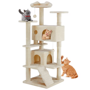 SHOUFTW Multi Level Halloween Cat Tree Tower, Cat Scratching Post with Large Top Perch & Hammock, Green&Red Cat Activity Tower for Kittens Cats