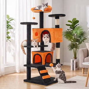 SHOUFTW Multi Level Halloween Cat Tree Tower, Cat Scratching Post with Large Top Perch & Hammock, Green&Red Cat Activity Tower for Kittens Cats