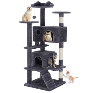 SHOUFTW Multi Level Halloween Cat Tree Tower, Cat Scratching Post with Large Top Perch & Hammock, Green&Red Cat Activity Tower for Kittens Cats