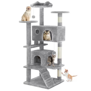 SHOUFTW Multi Level Halloween Cat Tree Tower, Cat Scratching Post with Large Top Perch & Hammock, Green&Red Cat Activity Tower for Kittens Cats