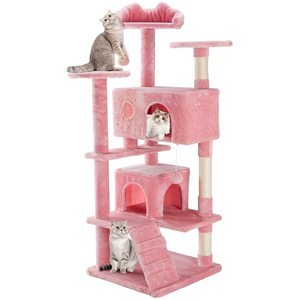 SHOUFTW Multi Level Halloween Cat Tree Tower, Cat Scratching Post with Large Top Perch & Hammock, Green&Red Cat Activity Tower for Kittens Cats