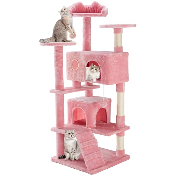 SHOUFTW Multi Level Halloween Cat Tree Tower, Cat Scratching Post with Large Top Perch & Hammock, Green&Red Cat Activity Tower for Kittens Cats