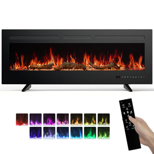 SHOUFTW Electric Fireplace Heater, 5000BTU Recessed Fireplace Insert, Wall‑Mounted & Freestanding for Indoor Living Room Bedroom Office Decor