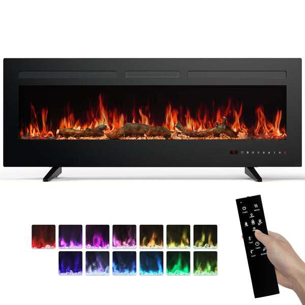 SHOUFTW Electric Fireplace Heater, 5000BTU Recessed Fireplace Insert, Wall‑Mounted & Freestanding for Indoor Living Room Bedroom Office Decor