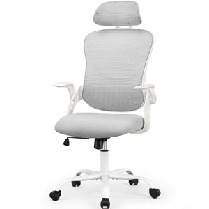 CONCETTA Ergonomic office chair - high back with wheels, adjustable headrest and flip-up armrests for bedroom, study, living room, office
