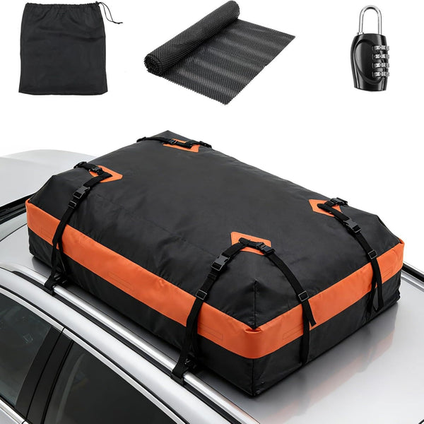 CONCETTA Car Rooftop Cargo Carrier, Waterproof Durable Roof Bag for Vehicles, Universal Fit with Straps & Anti-Slip Mat, Easy Install, Black