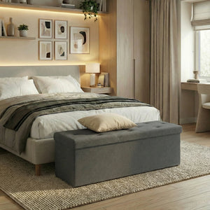 CONCETTA 43" Storage Ottoman Bench, Foldable Storage Chest, End of Bed Foot Stool with Padded Seat, Bedroom Bench, Support 660lbs