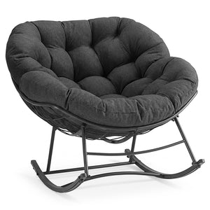CONCETTA Heavy Duty Outdoor Rocking Chair with Cushion, Oversized Egg Lounge, 450 Lbs All-Weather Glider for Patio, Garden, Living Room