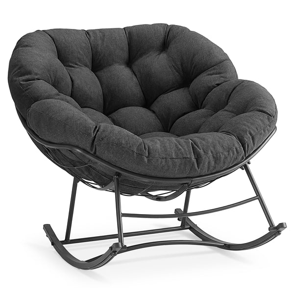 CONCETTA Heavy Duty Outdoor Rocking Chair with Cushion, Oversized Egg Lounge, 450 Lbs All-Weather Glider for Patio, Garden, Living Room