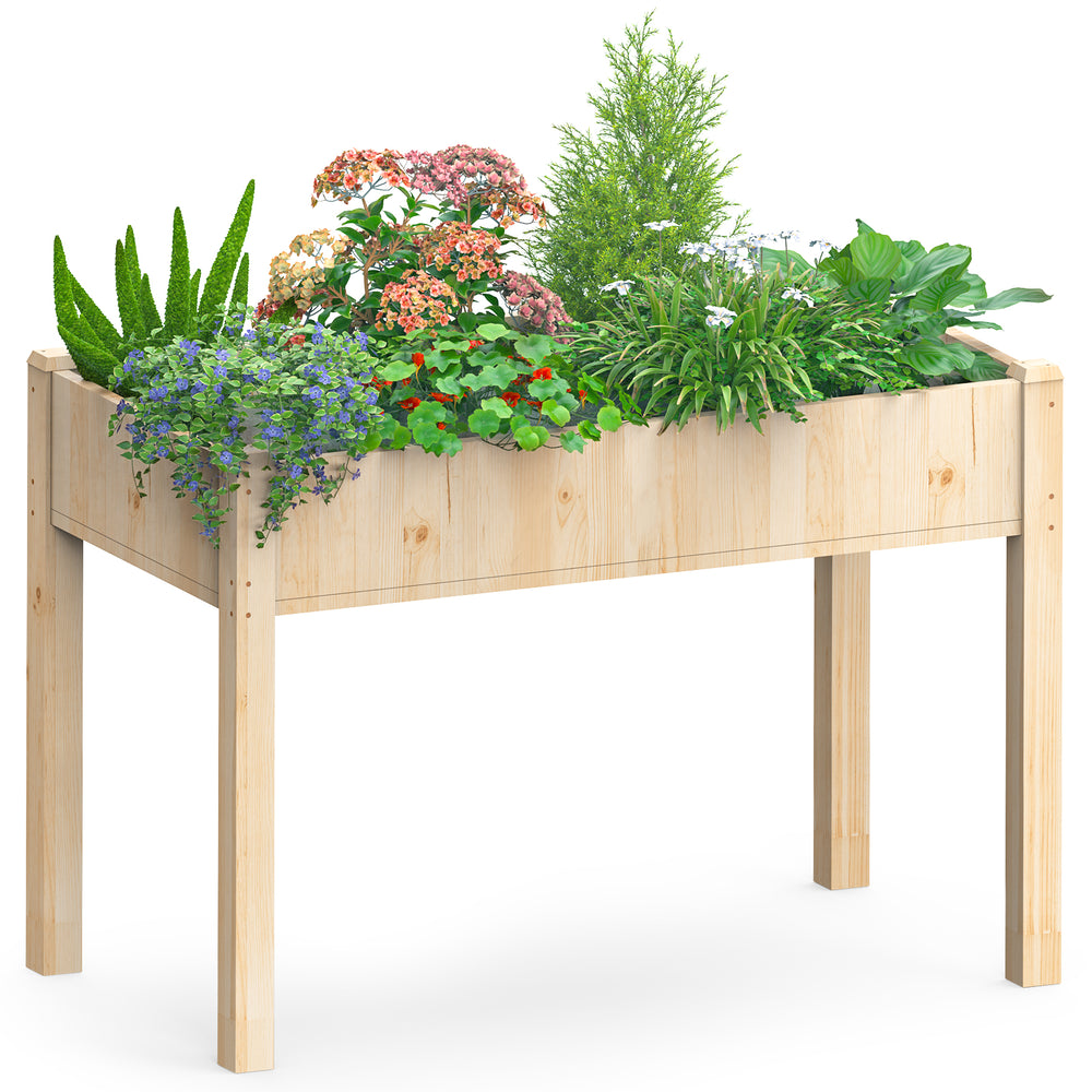 CONCETTA Elevated Wooden Garden Bed with Legs, 48x24x30in Planter Box with Liner for Herbs, Flowers, Veggies, 300lbs Capacity, Perfect for Patio, Balcony, Backyard