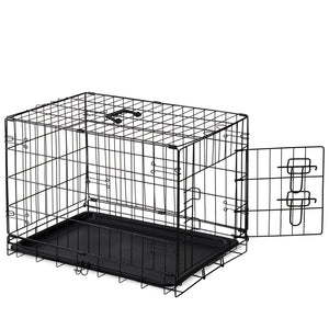 CONCETTA 30Inch Medium Single Door Dog Cage, With Divider Panel and Plastic Leak-Proof Pan Tray, Foldable For Indoor, Outdoor, Travel