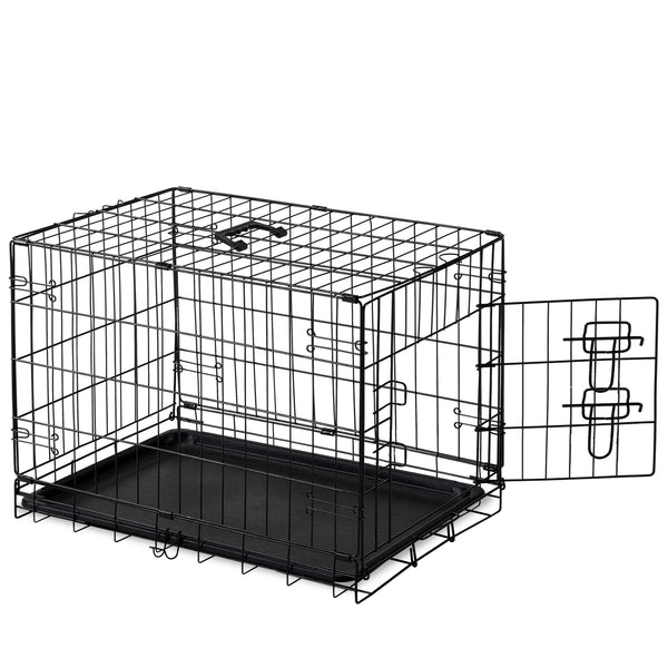 CONCETTA 30Inch Medium Single Door Dog Cage, With Divider Panel and Plastic Leak-Proof Pan Tray, Foldable For Indoor, Outdoor, Travel