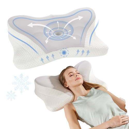 CONCETTAMemory Foam Pillows, Ergonomic Contoured Support for Side Back and Stomach Sleepers