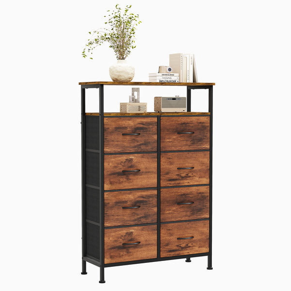 CONCETTA 8-Drawer Fabric Dresser with Open Shelf, Tall Storage Organizer for Bedroom Closet, Living Room, Hallway