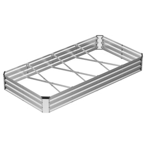 SHOUFTW Galvanized Rectangular Raised Garden Bed, Outdoor Metal Planter Box with Rust-Resistant Steel, Easy to Assemble, Ideal for Vegetables, Flowers & Herbs