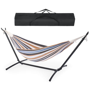 Double Hammock with Space-Saving Steel Stand, Heavy-Duty 450lb Capacity, Portable Carrying Bag