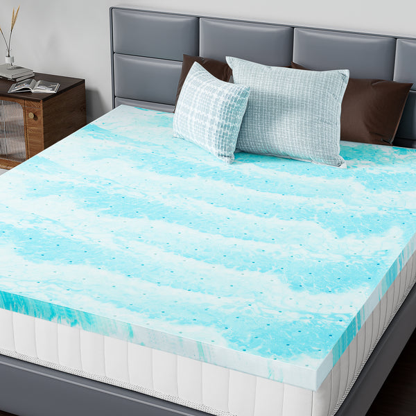 CONCETTA Memory Foam Mattress Topper with Cooling Gel, Pressure Relief for Back Pain, Comfort Bed Topper, CertiPUR-US Certified