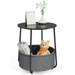 CONCETTA Compact nightstand, sofa side table, can be used in living room, nursery room, bedroom, comes with fabric basket for easy storage