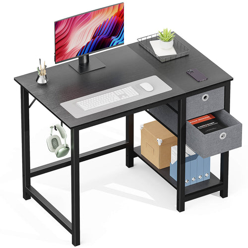 CONCETTA Computer Desk -40/47/55 inch Desk Study Desk with 2 Drawer Storage Shelf Headphone Hook for Bedroom, Game Room, Office, Living Room