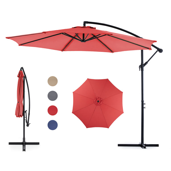 CONCETTA 10ft Offset Outdoor Patio Umbrella with Easy Tilt & Crank, Adjustable Polyester Shade for Garden, Backyard, Poolside