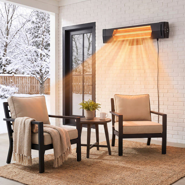 CONCETTA 5000 BTU Wall Mount Infrared Patio Heater, 1500W Outdoor Heater with Remote & 24H Timer, for Patio, Deck, Backyard & Garage,Black