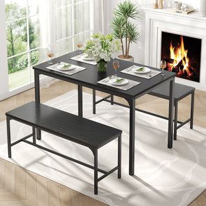 CONCETTA 3-Piece Dining Table Set with 1 Table,2 benches,Space-Saving Small Dining Set for 2–4 People for Apartment, Daily Meals & Bistro