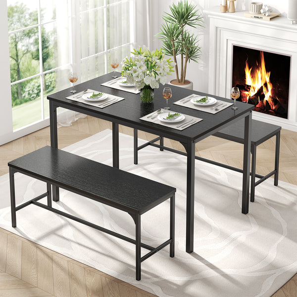CONCETTA 3-Piece Dining Table Set with 1 Table,2 benches,Space-Saving Small Dining Set for 2–4 People for Apartment, Daily Meals & Bistro